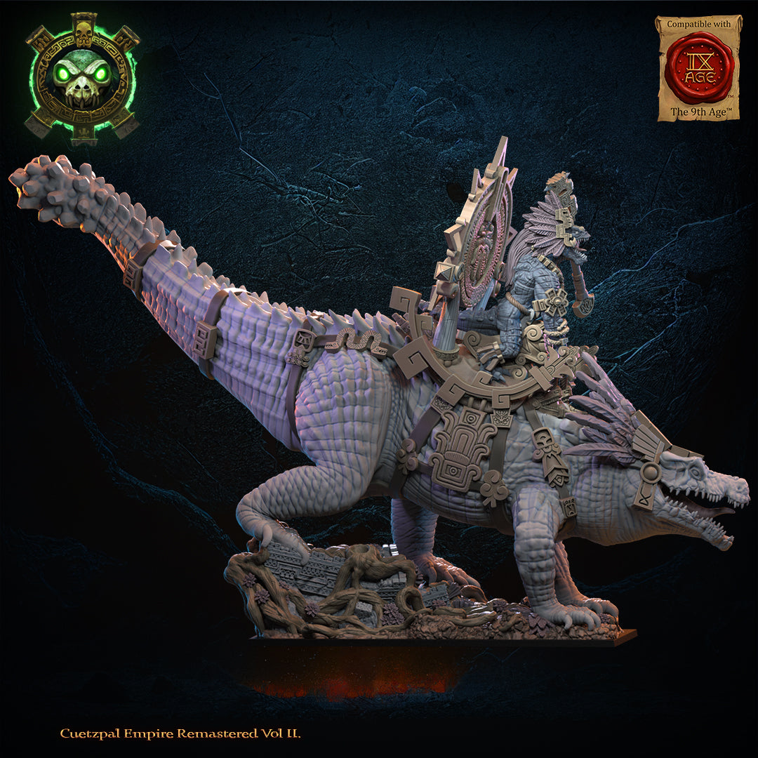 Citlallicue, Cipactli Heroine on Deinosuchus, Lost Kingdom Miniatures