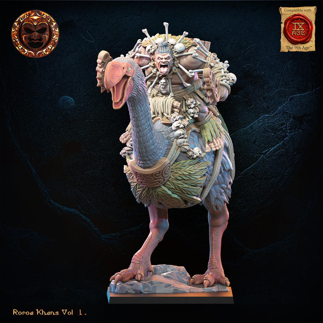 Roroa Ariki on Dromornis, Lost Kingdom Miniatures