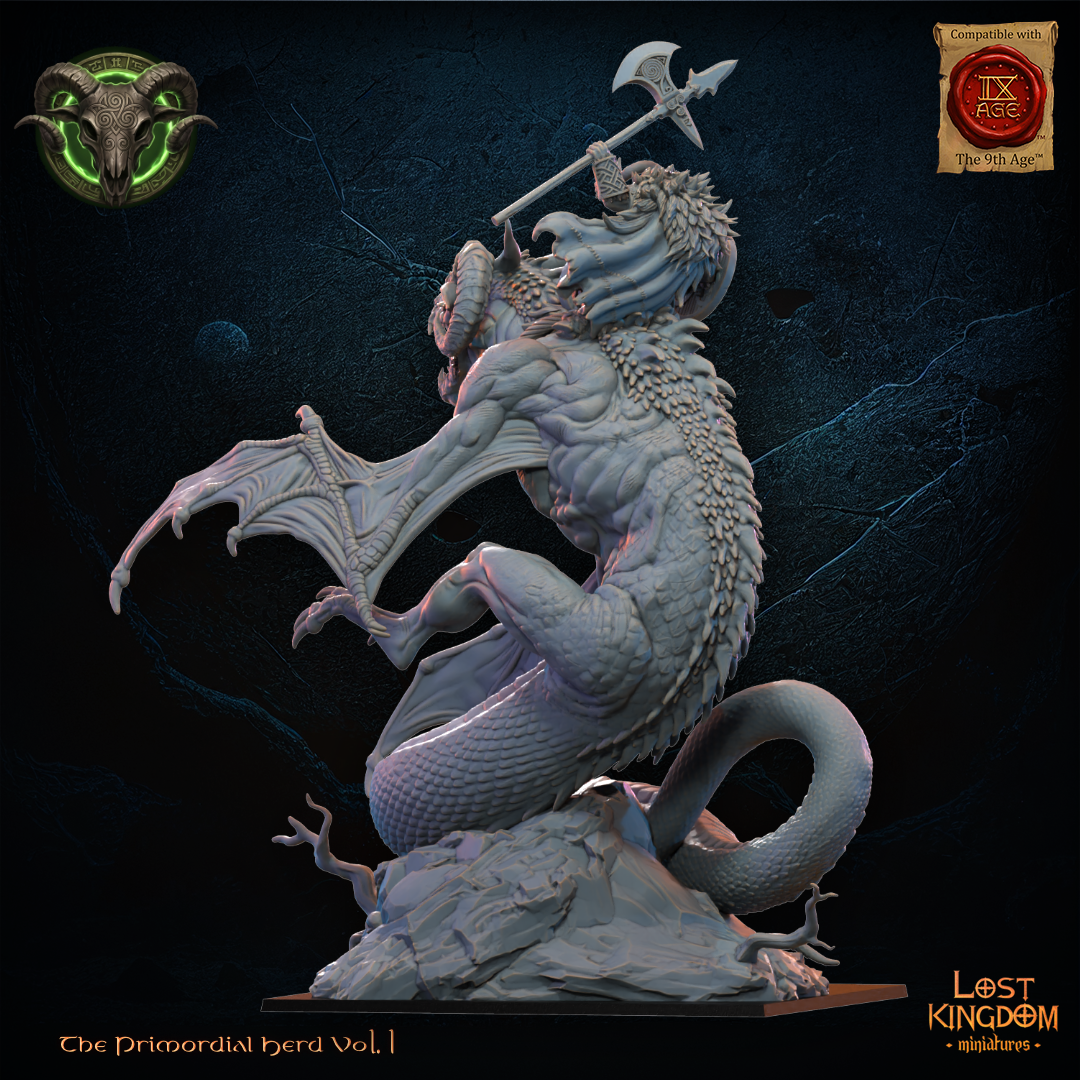 Brennach, Wildhorn Lord on Cuelebre, Lost Kingdom Miniatures