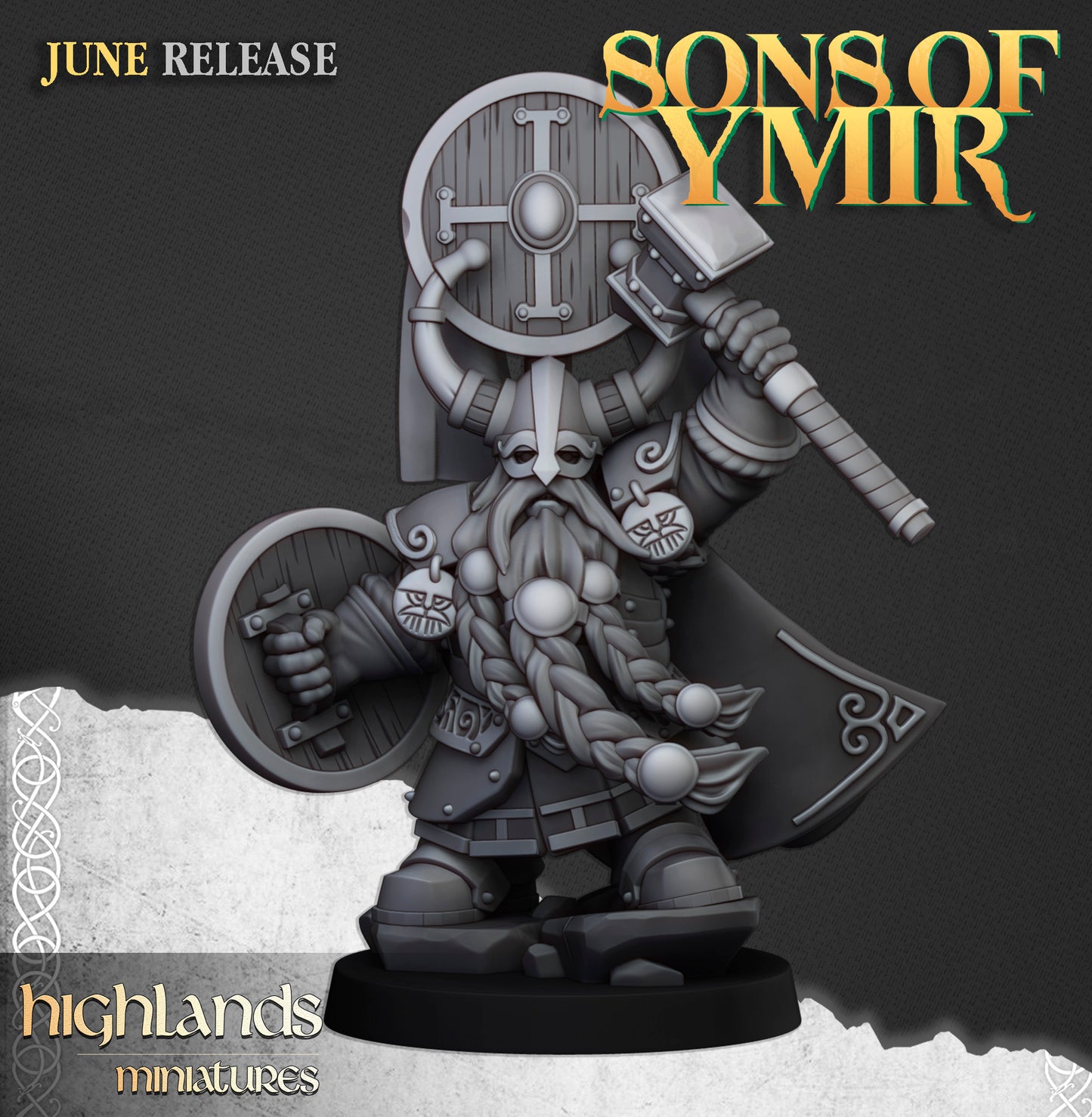 Dwarf Prince with Hammer and Shield, Highlands Miniatures
