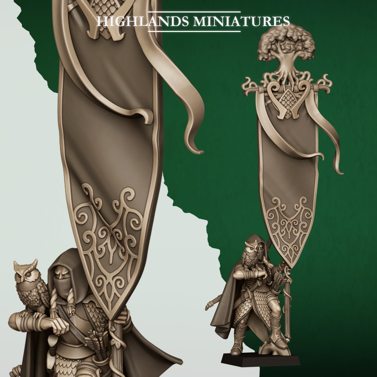 Elf Battle standard bearer, Highlands Miniatures