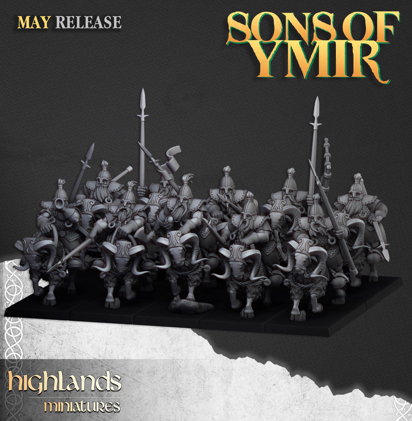Mounted Dwarves, Highlands Miniatures