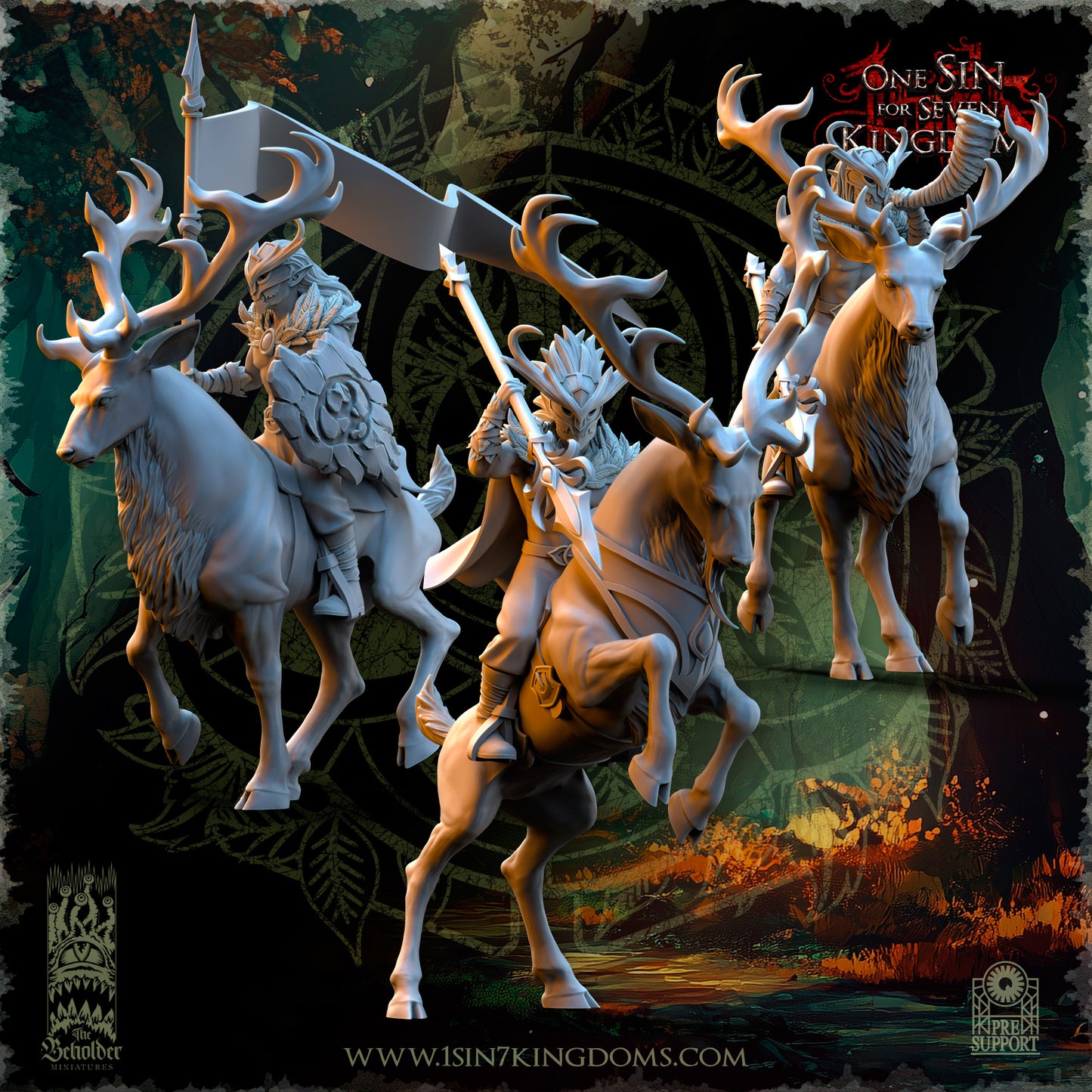 Deepwood Riders with shield, The Beholder Miniatures