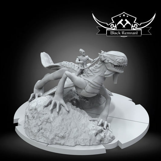 Feline soldier on lizard, Black Remnant