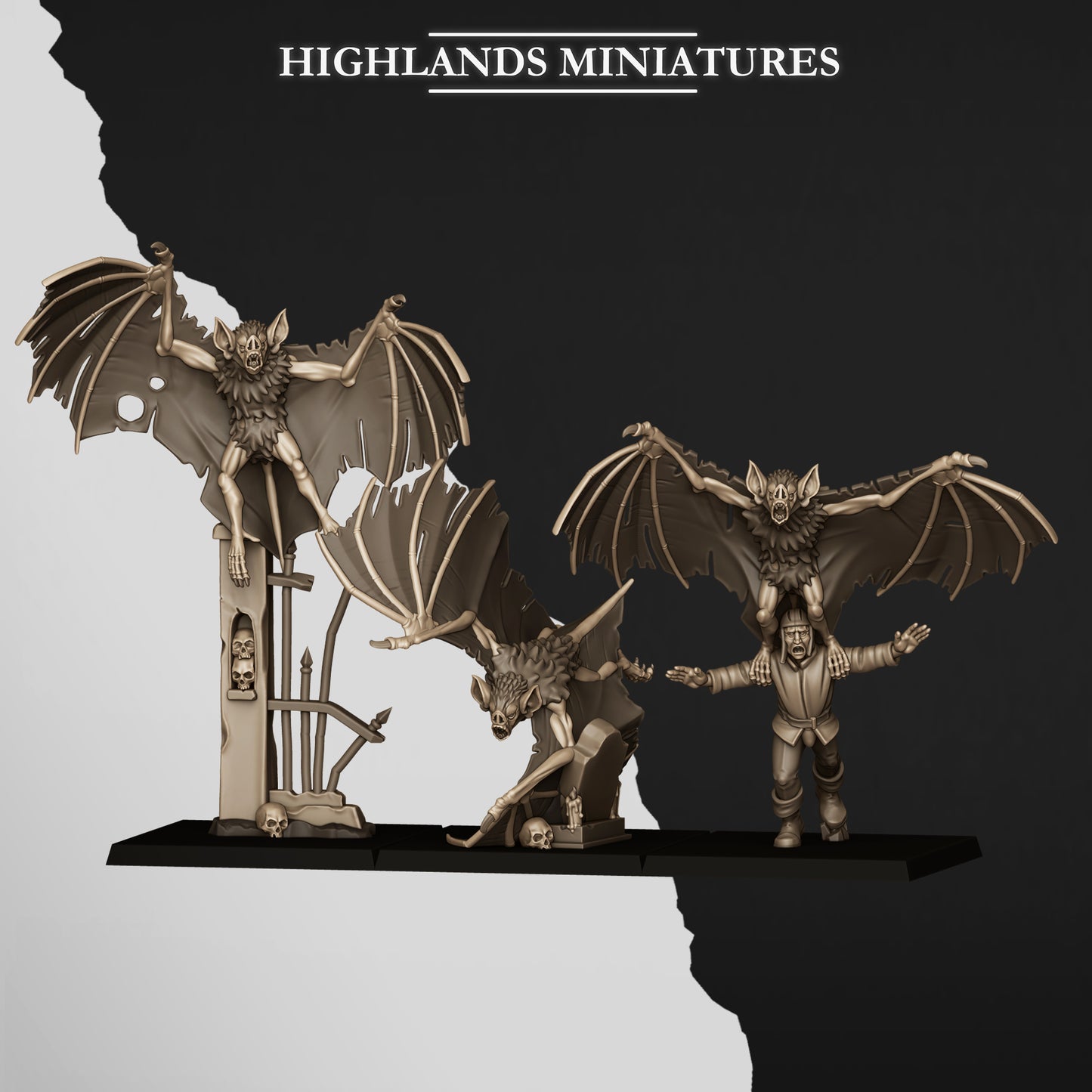 Giant bats, Highlands Miniatures