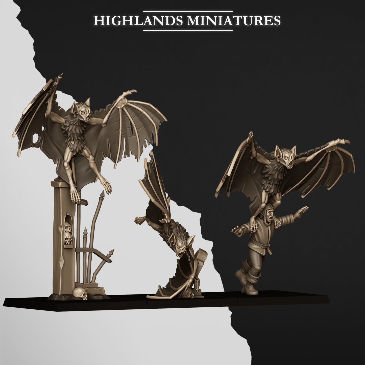 Giant bats, Highlands Miniatures