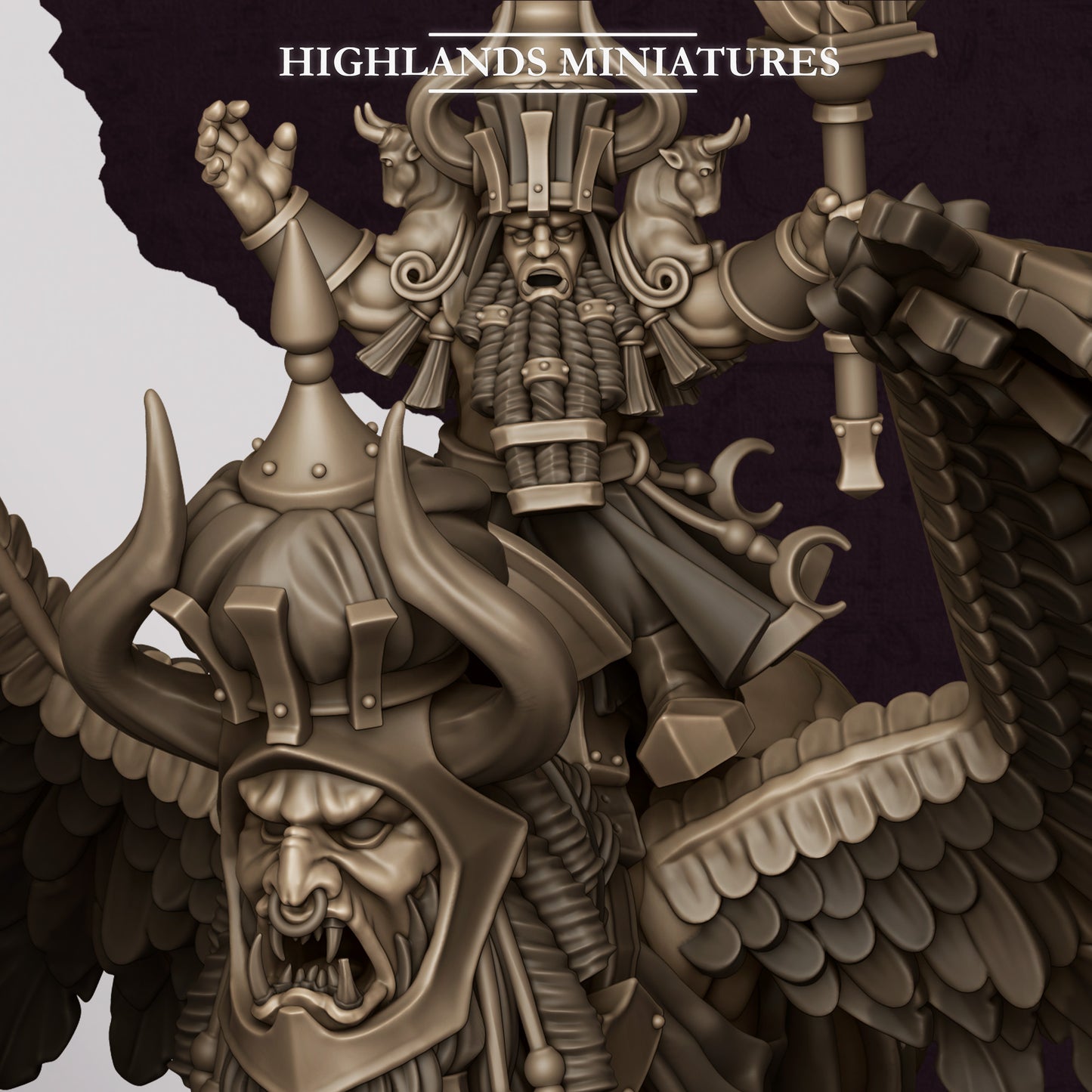 Great Sorcerer of Marduk on Lamassu, Highlands Miniatures