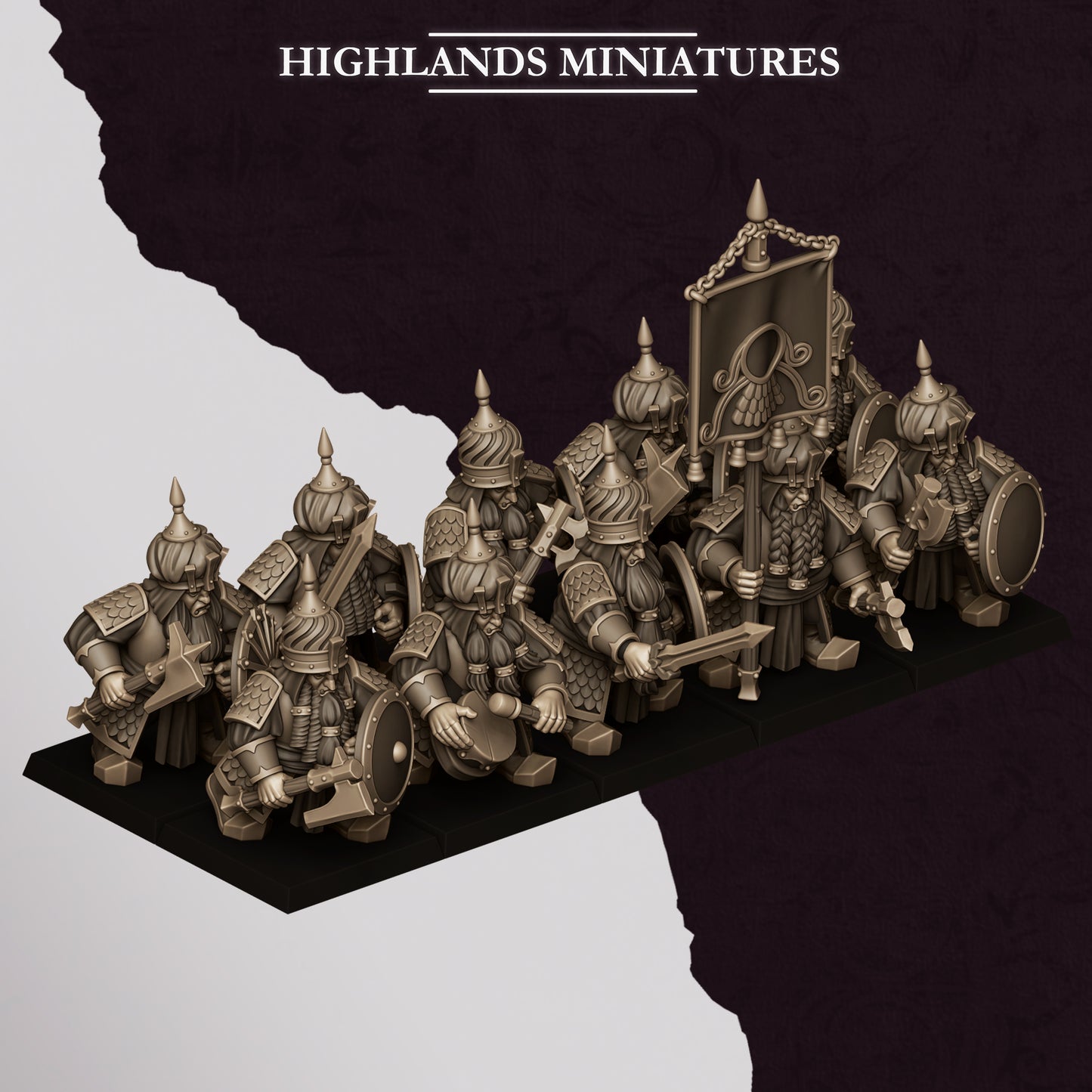Marduk Warriors, hand weapon & shield, Highlands Miniatures