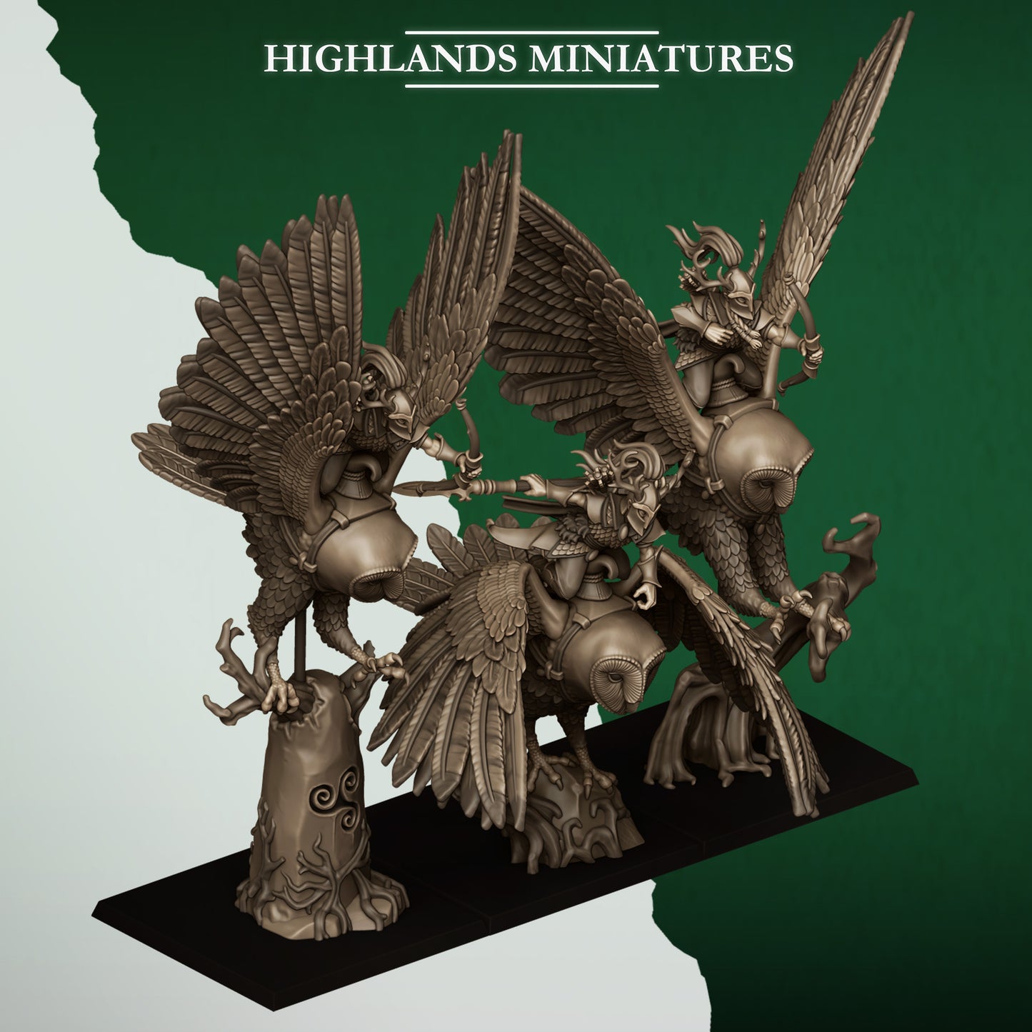 Owl riders, Highlands Miniatures