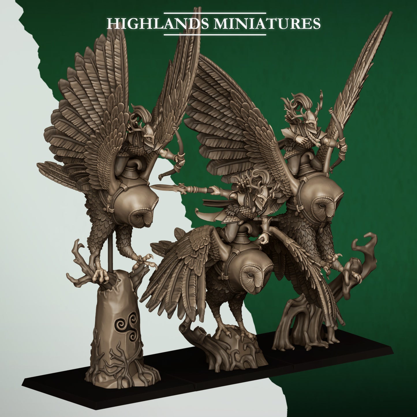Owl riders, Highlands Miniatures