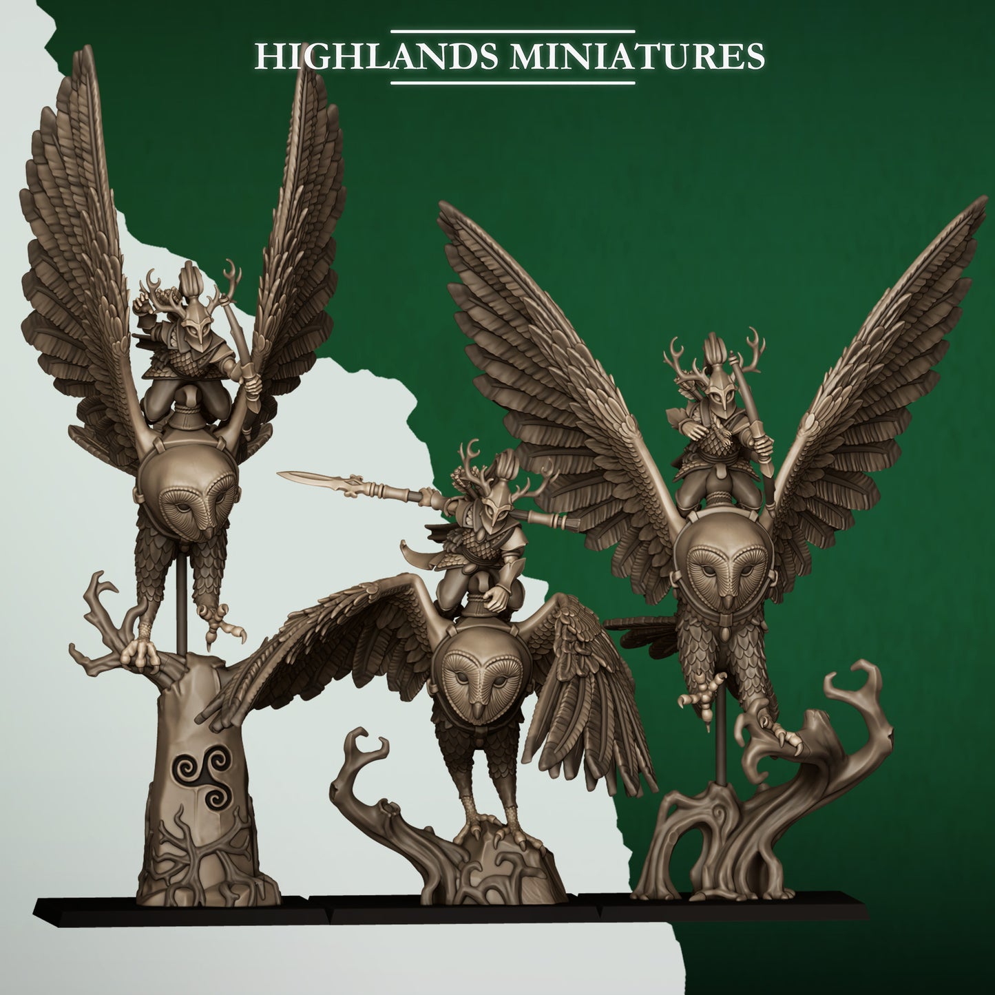 Owl riders, Highlands Miniatures
