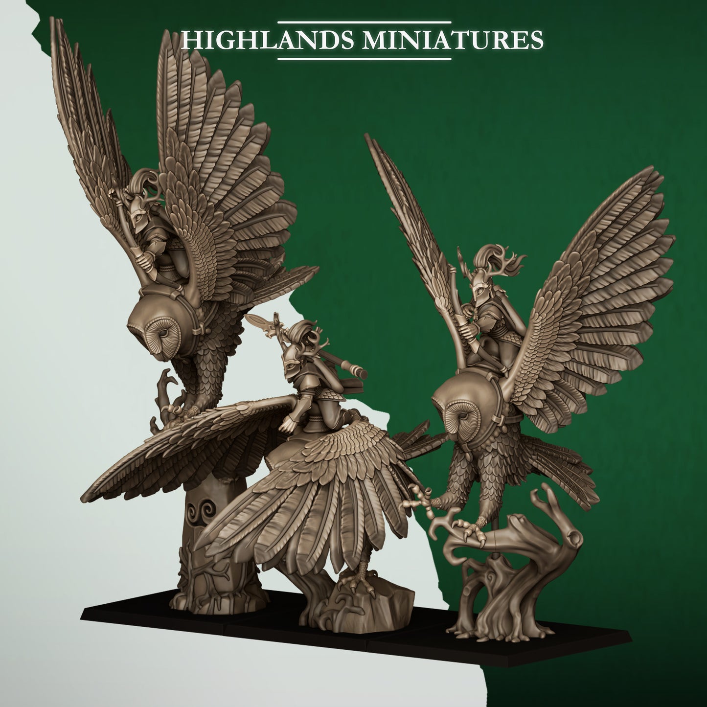 Owl riders, Highlands Miniatures