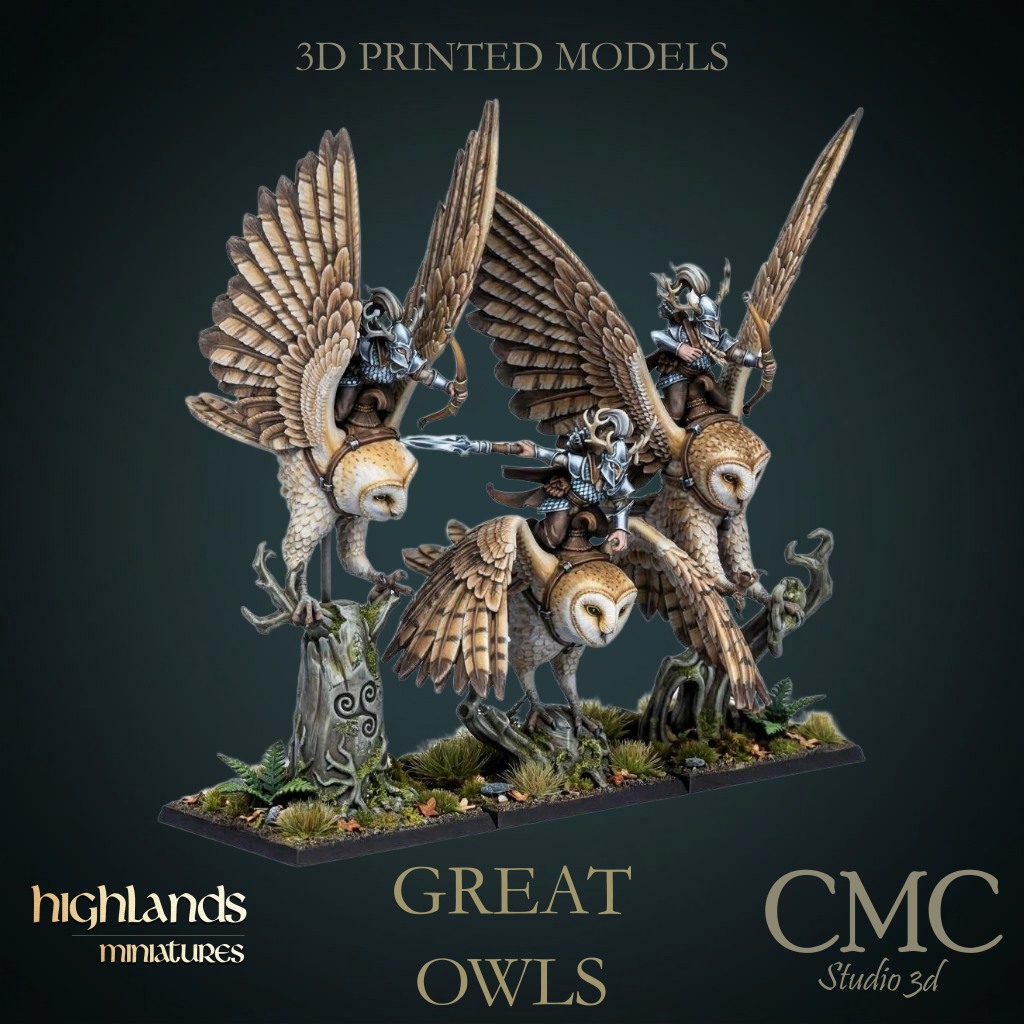 Owl riders, Highlands Miniatures