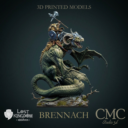 Brennach, Wildhorn Lord on Cuelebre, Lost Kingdom Miniatures