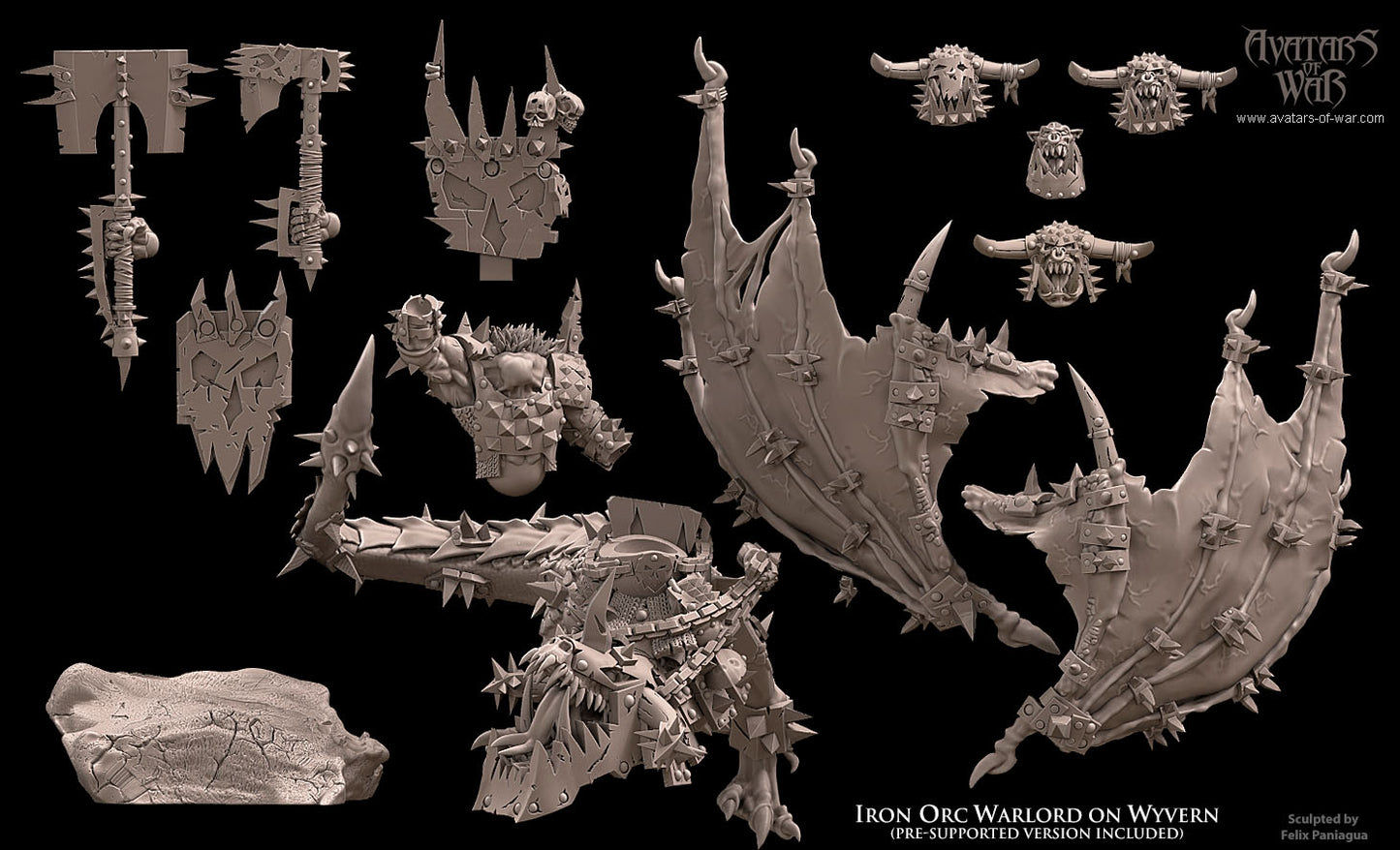Iron orc warlord on wyvern, Avatars of War
